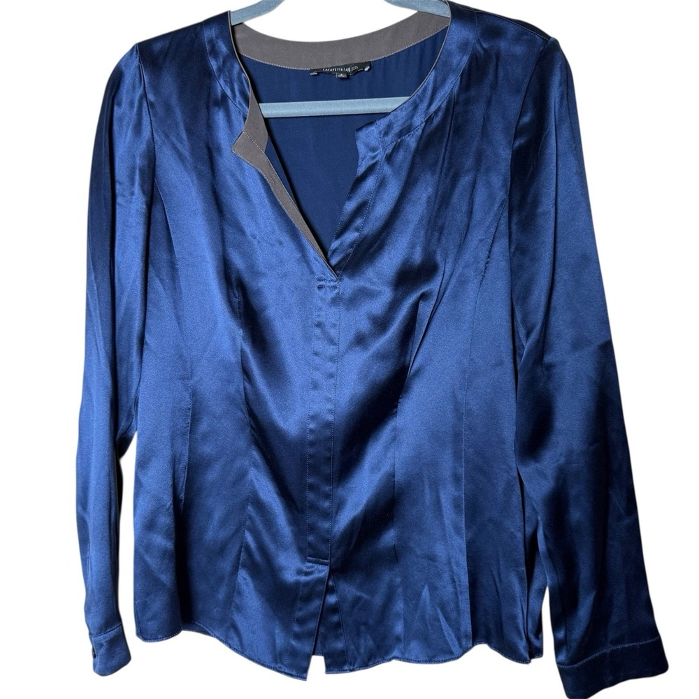 Lafayette 148 100% Silk Blouse 4 Luxury Timeless Old Money‎